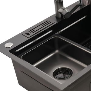 Évier de <span class=keywords><strong>cuisine</strong></span> Sus 304 en acier inoxydable noir grand bol unique sous les meubles d'évier de montage - Product Image 2