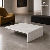 Table basse pliante en marbre veiné blanc et gris sur mesure pour la décoration du salon