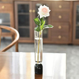 Vaso in Vetro Alto e Trasparente <span class=keywords><strong>con</strong></span> Base in Pietra di Giada, Decorazione Casa di Lusso, Vaso Vuoto <span class=keywords><strong>con</strong></span> Base in Gemma - Product Image 4