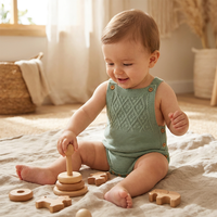 Combinaison-pull tricotée pour bébé, barboteuse d'été sans manches à bretelles, boutons latéraux, en coton biologique, tenue de boutique pour nouveau-né