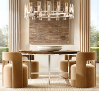 Ensemble de salle à manger intérieur minimaliste au design Art Déco français, pour cuisine, salle à manger d'hôtel, salle de banquet, avec dossier incurvé en tissu, pour salon