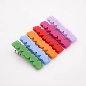 Spring fresh colors kids hair clips in the stock alligator mini heart acrylic hair clip for girls