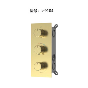 Válvula de ducha termostática Flola con 2 manijas, núcleo cerámico, cabezal de ducha tipo lluvia rectangular, instalación oculta, grifo para baño de hotel - Product Image 3