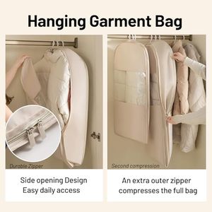 <span class=keywords><strong>Housse</strong></span> de rangement pour vêtements suspendue et compressible, gain de place, personnalisée, pour manteaux, doudounes, avec fenêtre transparente - Product Image 3