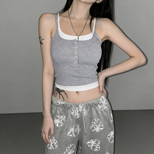 เสื้อสายเดี่ยวเข้ารูปแบบถักบุนวมสั้นสำหรับผู้หญิงเสื้อสายเดี่ยวเข้ารูประบายอากาศเป็นมิตรกับสิ่งแวดล้อมใส่สบายๆดูเป็นชั้นๆแบบเรียบง่าย - Product Image 3