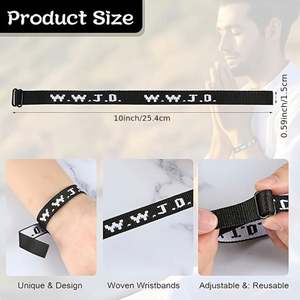 W.W.J.D. Personalizado de Fábrica Pulsera con Estampado Jacquard de Letras, Tejida, Ajustable, Regalos para Amigos - Product Image 6