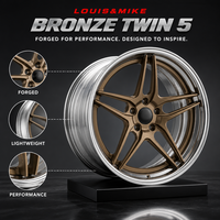 Nouvelle jante en alliage d'aluminium forgé, 2 pièces, 5 branches, finition bronze satiné chromé, avec logo personnalisé, pour rétrofit/amélioration de voiture, 18-22 pouces