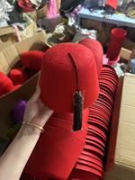 Sombrero Fez Turco Marroquí Rojo al por Mayor con Borla Negra de Fieltro, Sombrero Tarboosh para Disfraces, Fiestas Casuales al Aire Libre, Sombrero de Disfraz Cultural