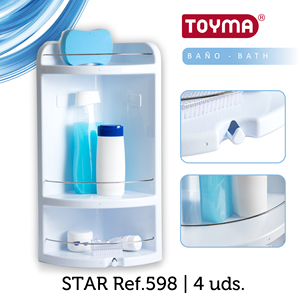 Mensole angolari per il bagno Toyma, in plastica bianca, montate a parete, per l'organizzazione del bagno, 4 unità - Product Image 1