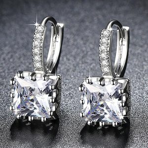 Fashion Stud Earrings Square Blue Zircon Bezel Setting Party Jewelry Women's Earrings Zinc Alloy Geometric Design - Product Image 2