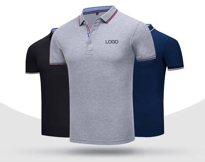 Camisa polo unissex, camisa branca respirável bordada e personalizada de alta qualidade, golfe liso, 100% algodão