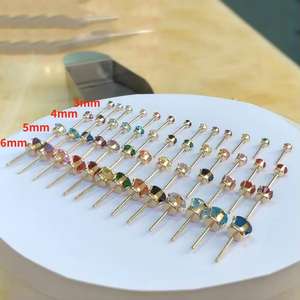 A2632 <span class=keywords><strong>Boucles</strong></span> <span class=keywords><strong>d</strong></span>'<span class=keywords><strong>oreilles</strong></span> à clous en zircon avec pierres de naissance tendances en <span class=keywords><strong>or</strong></span> 14 carats pour femmes et filles - Product Image 5