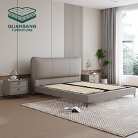Lits en cuir italiens modernes de luxe, cadre en bois massif de haute qualité, lit simple ou double, taille personnalisable