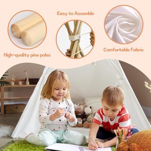 Tienda de Campaña Tipi Blanca Pura para Niños, Plegable y Portátil, para Fiestas Infantiles, Tienda de Campaña Interior para Dormir y Jugar para Niñas - Product Image 6