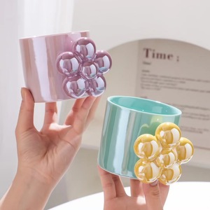 Apariencia de alta calidad y colorida para el desayuno, cerámica <span class=keywords><strong>con</strong></span> <span class=keywords><strong>flores</strong></span> <span class=keywords><strong>a</strong></span> juego, asa única para beber agua. - Product Image 1