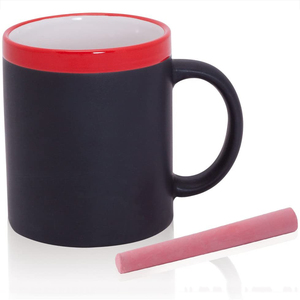 Tazza in Ceramica Effetto Lavagna Scrivibile, Tazza da <span class=keywords><strong>Caffè</strong></span> Nera Opaca <span class=keywords><strong>con</strong></span> Bordo Blu, Tazza da Tè in Gres per Pittura Fai-da-te - Product Image 3