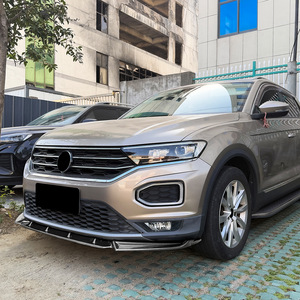 Amp-Z Front Lip Splitter Spoiler Body Kit For Volkswagen T-Roc 2018-2022 Piano Black Carbon Fiber Texture Matte Finish - Product Image 2