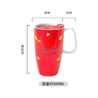 Mug Keramik Travel 500ml Trio Lids Desain Jam Emas Motif Kotak-kotak Abu-abu Merah Kotak-kotak Logo Kustom Warna Kustom Modern Grosir