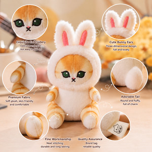 Porte-clés chat en peluche douce de haute qualité, motif mini requin lapin Kawaii, prix d'usine en gros - Product Image 3