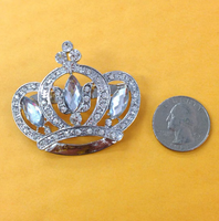 Grande broche couronne en or avec strass 47mm X 55mm à utiliser pour bouquet de mariage ceinture de mariée embellissement faveur