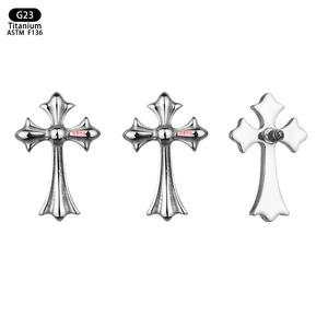 <b>Titanium</b> Cross Earrings 6mm X 9mm G23 ASTM F136 Piercing Jewelry For Ear Lip Nose <b>Studs</b> Replacement Headwear - Product Image 5