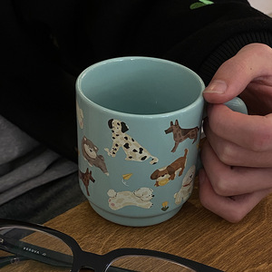 Personalized Blue <b>Ceramic</b> <b>Mug</b> Stacking Coffee <b>Mugs</b> Custom logo Printed - Product Image 4