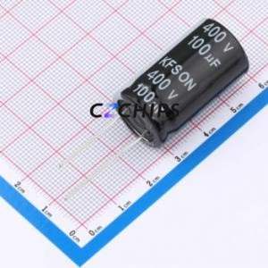 Condensateur électrolytique en aluminium à montage traversant KF101M40018*30A, composant à montage traversant THT, D18xL30mm 100uF 20% 400V 7.5mm - Product Image 1