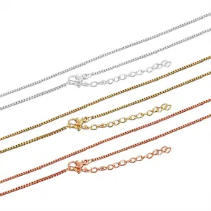 Unisex longitud 50 + 5cm cola Acero inoxidable caja cuadrada cadena collar cadena fabricación de joyas