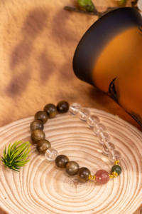 Bracelet en perles de qualité supérieure, classique, vert, en bois d'agarwood Qi Nan, cristal blanc, cristal de fraise, jaspe, citrine, charme spirituel - Product Image 3