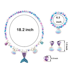 Ensemble d'accessoires de costume de princesse sirène avec couronne, collier, bracelet, bague, boucles d'oreilles et gants pour enfants, pour se déguiser - Product Image 5