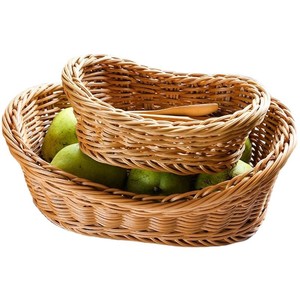 Cesta de almacenamiento de alimentos tejida plato de fruta pequeña de ratán plástico ecológico moderno personalizado - Product Image 5