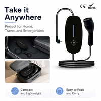 Chargeur EV portable de type 2 IEC 62196, 3,5 kW, 16 A, intelligent, avec lecteur d'empreintes digitales, câble de charge EVSE réglable, prise domestique, IP65, CE, RoHS