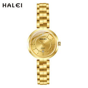 HALEI Women's New Original Quartz Watch Rose Gold Alloy Case Stainless Steel Bracelet Analog Dial <b>Calendar</b> Display Wholesale - Product Image 1