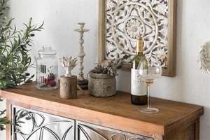 Minhui خمر المنزل الأثاث خشب متين و الحديد النبيذ بوفيه مطعم غرفة المعيشة عرض مجلس الوزراء - Product Image 3