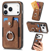 Étui Portefeuille Magnétique pour iPhone 18 17 Pro 16e 16 Pro Max avec Porte-Cartes, Anneau Support et Béquille, Coque Intégrale Antichoc