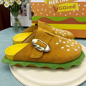 รองเท้าหนังผูกโบว์โบเก้นแฮมเบิร์กใหม่พื้นหนาหัวมนนุ่มมียางดึงครึ่งตัวสำหรับผู้ชายผู้หญิง - Product Image 2