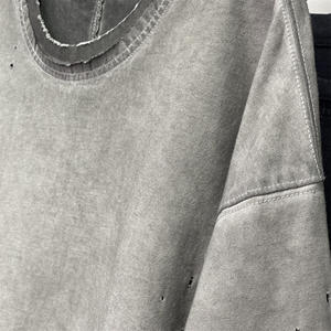 定制超大制造商休闲重量级高品质t恤棉酸洗褪色t恤空白服装 - Product Image 4