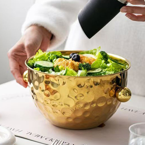 Ciotole Impilabili in <span class=keywords><strong>Acciaio</strong></span> Inox Martellato e Lucidato, Stoviglie Moderne di Lusso Ecologiche per Casa, Ristorante e Bar - Product Image 2