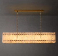 Lustre suspendu rectangulaire linéaire en albâtre, style minimaliste, grand, moderne, américain, de luxe, pour restaurant, îlot de cuisine, bar, inspiré de l'Espagne