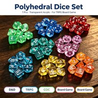 Ensemble de 7 dés polyédriques transparents bleus/jaunes/violets/verts/rouges, dés en acrylique écologiques pour jeux de rôle sur table D&D MTG