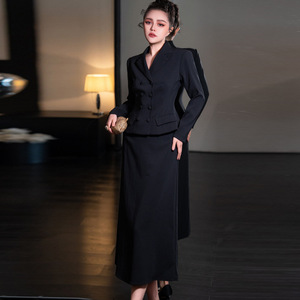 Abito Lungo Elegante Nero da Donna con Bottoni a Maniche Lunghe, Vestito Attillato a Vita Alta, Gonna Lunga, Collezione 2026 - Vendita all'Ingrosso per Boutique - Product Image 2