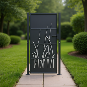 Portail de jardin en acier anthracite 39,4x78,7 avec motif herbe, style contemporain, porte battante pour usage extérieur - Product Image 2