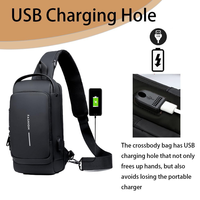 Bolso Bandolera de Moda Tipo Nuevo para Hombre, Multifuncional, Impermeable, con Puerto de Carga USB, Cierre con Contraseña, Bolso de Pecho
