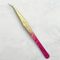 Pince à épiler professionnelle en acier inoxydable coloré, motif fleur de glace, dorée, précision et durabilité, pour recourber les cils