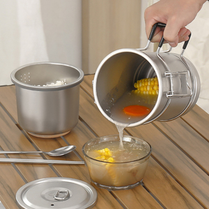 Marmite de camping portable multifonctionnelle pour l'extérieur facile à nettoyer Ensemble de marmites à vapeur en acier inoxydable pour le camping - Product Image 1