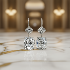 Orecchini E2776 in Oro Bianco con Diamanti Taglio Cushion Colore D Naturali Certificati GIA Gioielli Classici da Donna per Matrimonio - Product Image 2