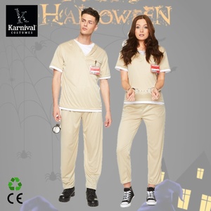 Costume de Cosplay de Prisonnier pour Homme Adulte, Thème Halloween, Vente en Gros ODM, Ensemble Haut, Pantalon et Badge en Polyester - Product Image 1