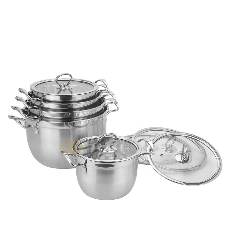 Top Grade Large Modern Stainless Steel Commercial Soup & Stock Pots with Pot Cover Mirror Polish