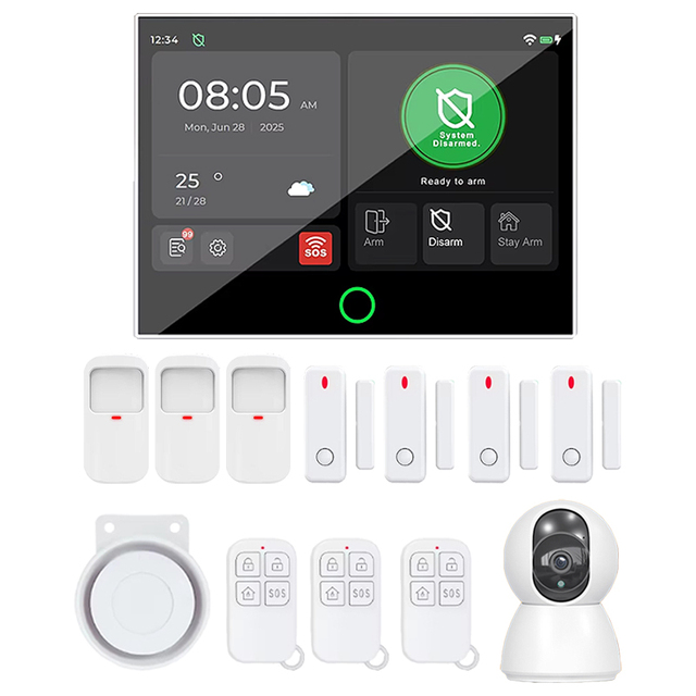7-Inch Full Screen Tuya Smart Home Wireless Security Alarm System 4G Wifi Touch Screen APP Remote Control