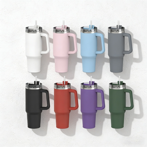 40oz H1.0 acqua sottovuoto bicchiere bicchiere a doppia parete isolato boccale di birra con il manico paglia in acciaio inox scatola bianca moderna - Product Image 1